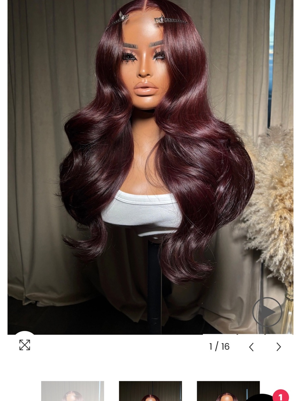 Deep Burgundy Wavy Lace Front Wig - Wig